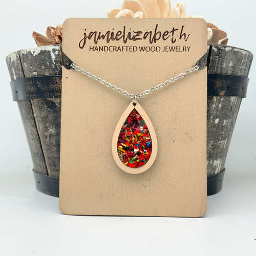 Red Confetti Acrylic Teardrops & Bars (Vault)