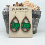 Texas Green Teardrops -Acrylic - Earring