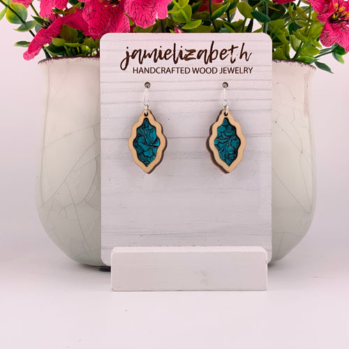Turquoise Tooled Acrylic - Earrings