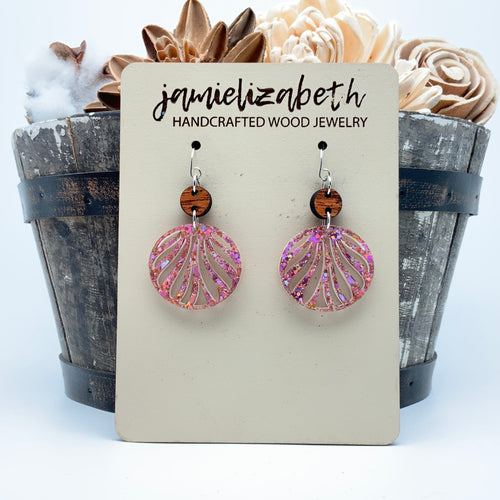 Pink Sparkle Shell Drop - Earrings (Vault)