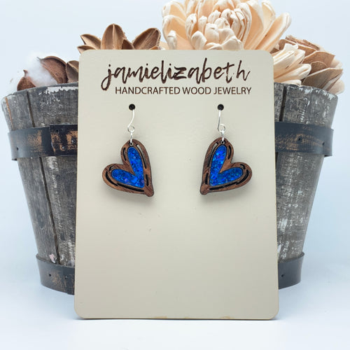 Deep Blue Mended Heart - Earrings