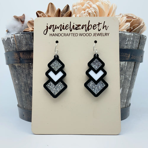 Silver and White Diamond Drops