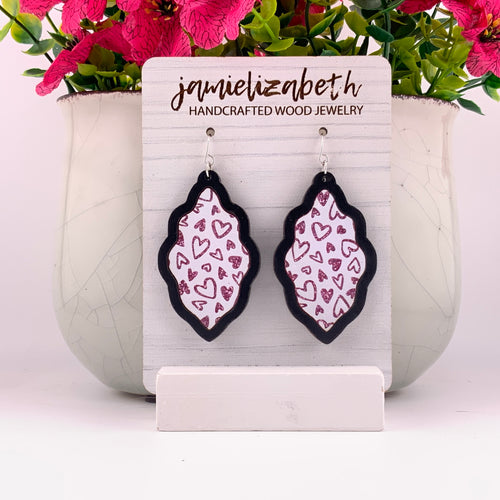 White and Pink Peek-a-Boo Glitter Hearts
