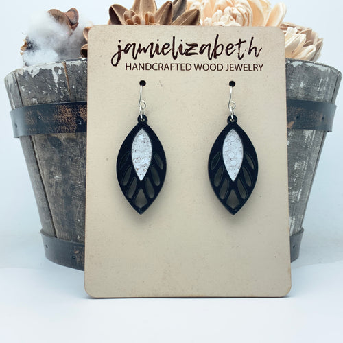 Black Masterpiece with White Acrylic - Earrings