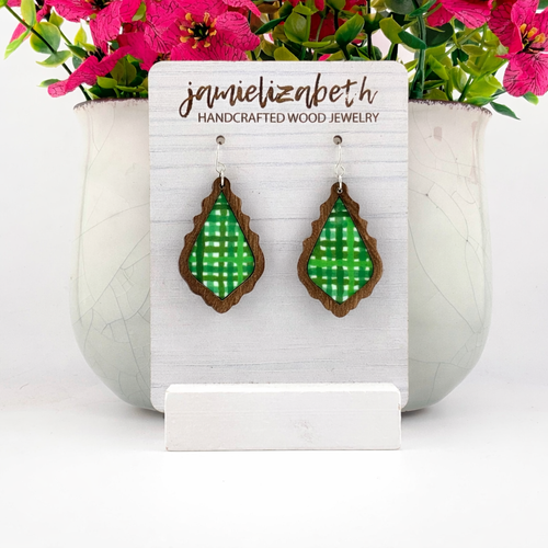 Green and White Plaid Chandeliers