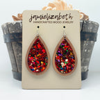 Red Confetti Acrylic Teardrops & Bars (Vault)