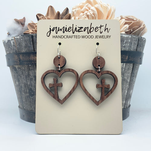 Heart Cross Hoops - Earrings