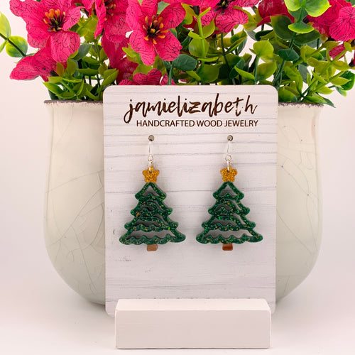 Glittery Green Zigzag Trees