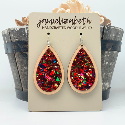 Red Confetti Acrylic Teardrops & Bars (Vault)