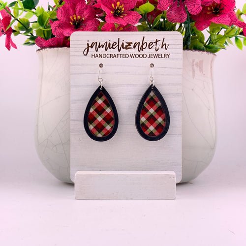 Berry Cozy Plaid Earrings
