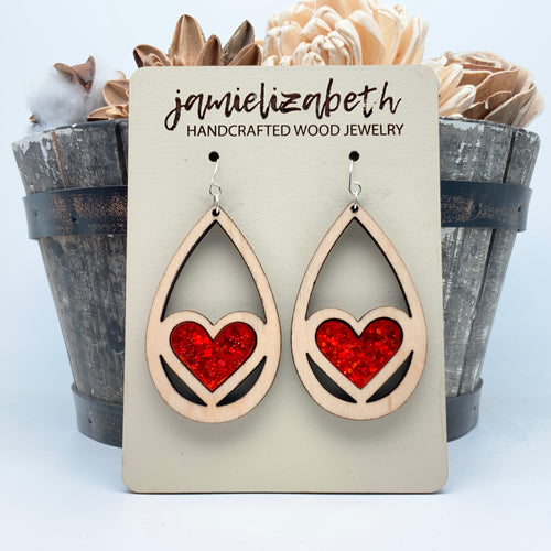 Heart on Fire Acrylic - Earrings or Necklace