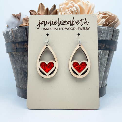 Heart on Fire Acrylic - Earrings or Necklace