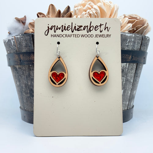 Heart on Fire Acrylic - Earrings or Necklace