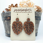 Monstera Leaf Earrings - Walnut Wood (Vault)