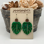 Monstera Leaf - Earrings- Green Acrylic