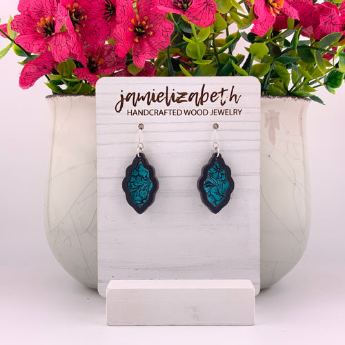 Turquoise Tooled Acrylic - Earrings