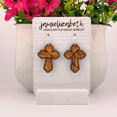 Walnut-Framed Olivewood Cross