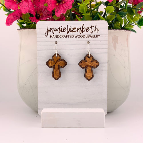 Walnut-Framed Olivewood Cross