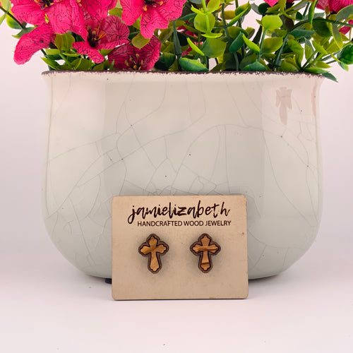 Walnut-Framed Olivewood Cross