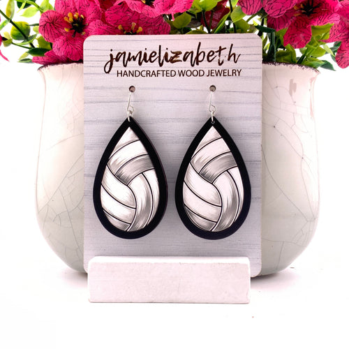 Custom volleyball spirit earrings in school colors