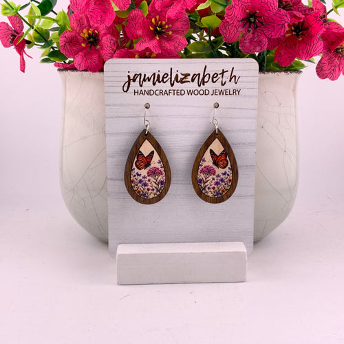 Monarch Meadow Wood Teardrop Earrings | Grain & Grace