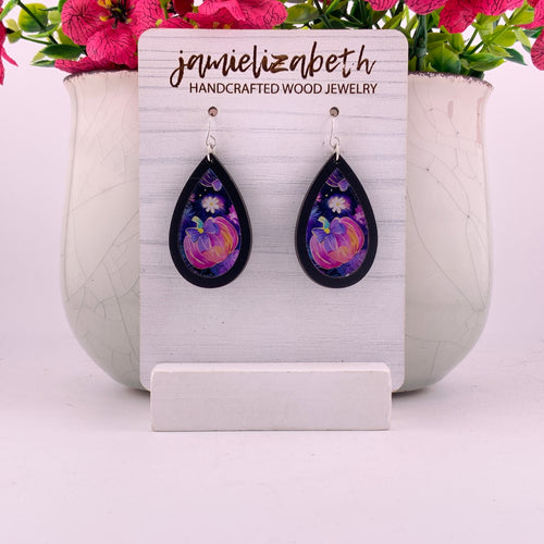 Fall Flair Purple Pumpkin Earrings