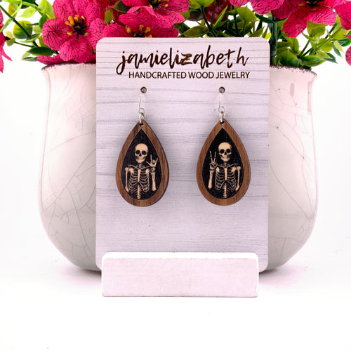 Peace and Love Skeleton Earrings