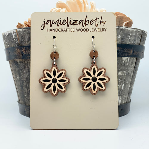 Wood Duo Flowers Earrings (Vault)