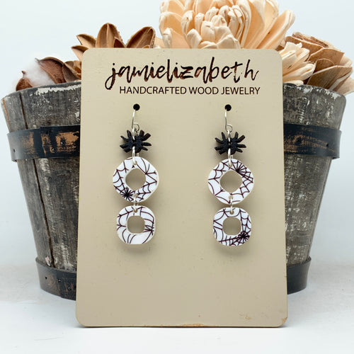 White & Black Spiderweb Geo Drops with Spider Topper