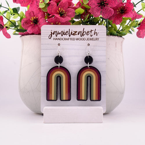 Harvest Horizon Light large black wood earrings