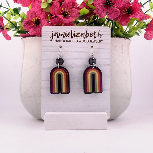 Harvest Horizon Light medium black wood earrings