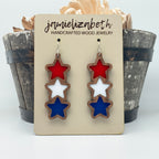Red White and Blue Stacked Star Earrings (Vault)