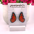 Love Is Like a Butterfly Earrings – Monarch, large, shown in black wood