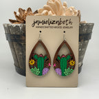 Hand-painted Cactus Teardrops - Earrings (Vault)