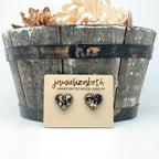 Black and Gold Fleck Heart Studs- Earrings