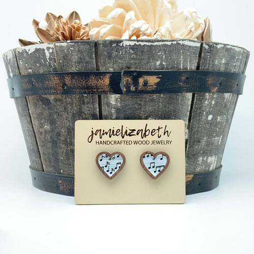 Musical Notes Heart Studs- Earrings