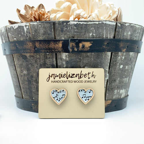 Musical Notes Heart Studs- Earrings