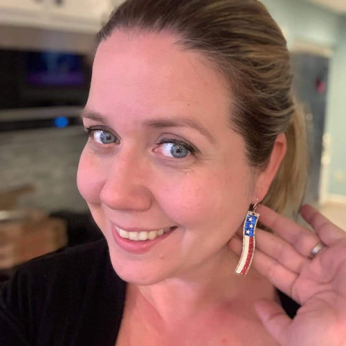 Wavy Flag Glitter Bar Earrings (Vault)