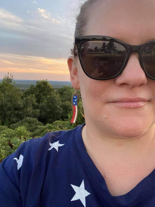 Wavy Flag Glitter Bar Earrings (Vault)