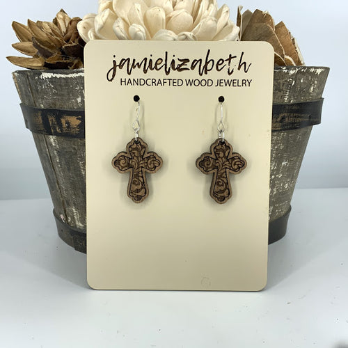 Filagree Pattern Cross Earrings or Necklace