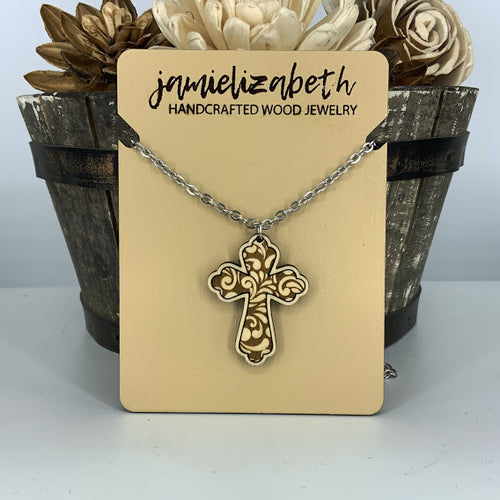 Filagree Pattern Cross Earrings or Necklace
