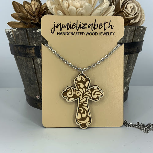 Filagree Pattern Cross Earrings or Necklace