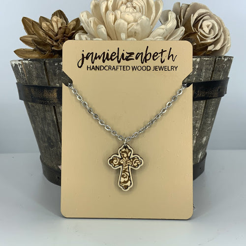 Filagree Pattern Cross Earrings or Necklace