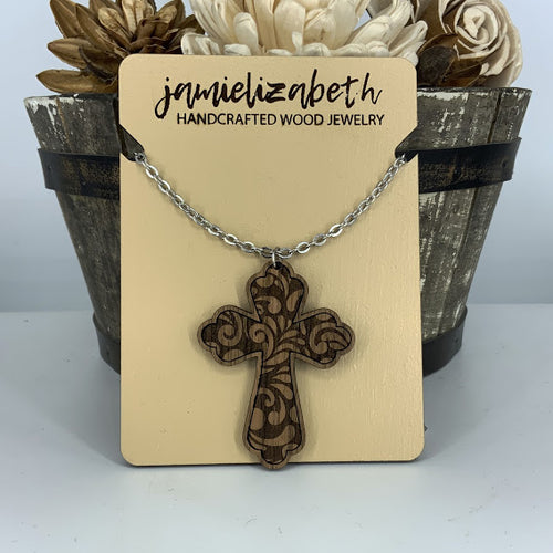 Filagree Pattern Cross Earrings or Necklace