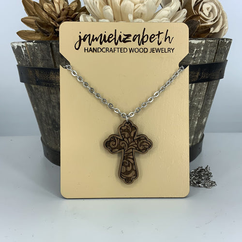 Filagree Pattern Cross Earrings or Necklace