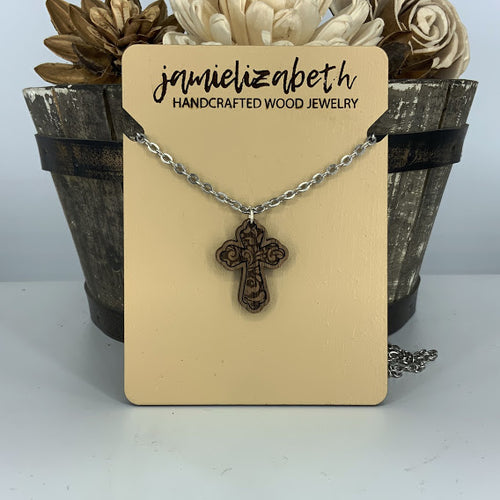 Filagree Pattern Cross Earrings or Necklace
