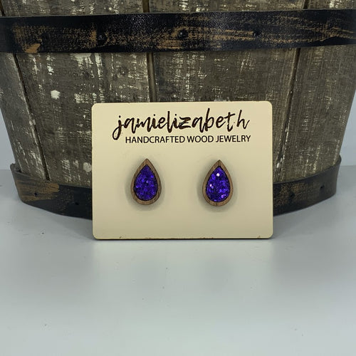 Purple Chunky Glitter Earrings