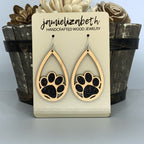Black Glitter Pawprint Earrings