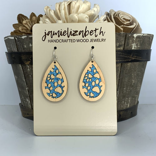 Blue Glitter Pawprint Earrings