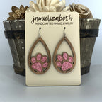Pink Glitter Pawprint Earrings